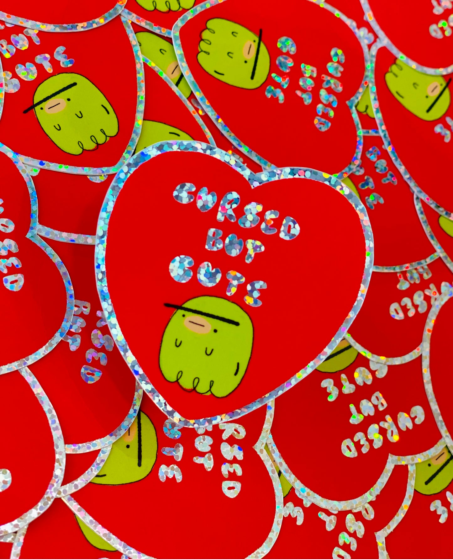 CURSED BUT CUTE GLITTER STICKIE